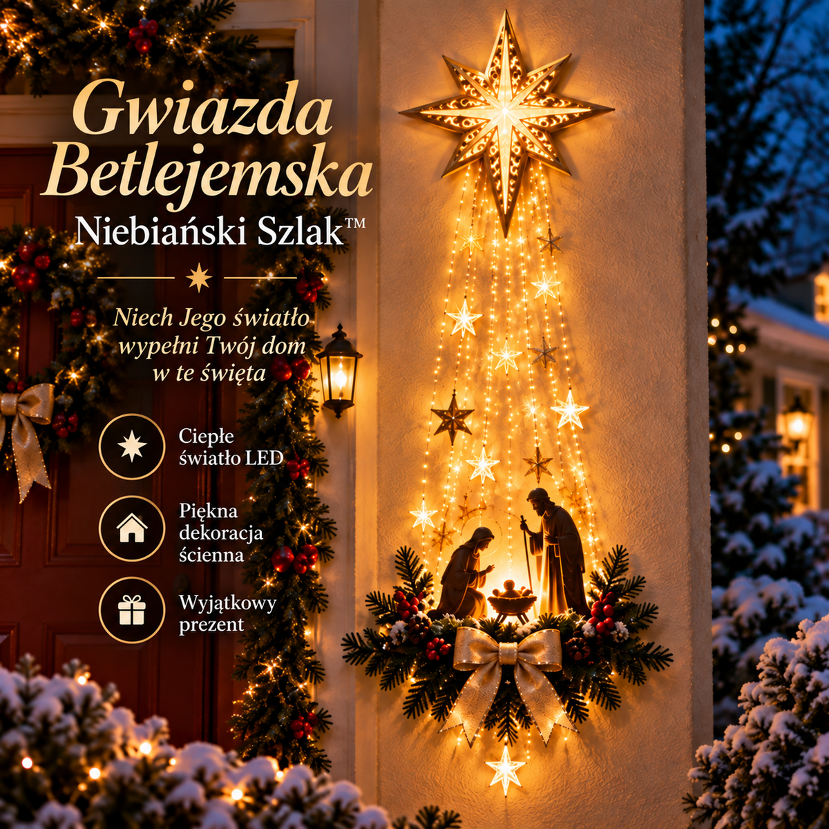 ✨ Ostatni dzień — 50% TANIEJ ✨ 🎄✝️ Świecąca dekoracja ścienna z Gwiazdą Betlejemską i szopką — piękny symbol wiary 1