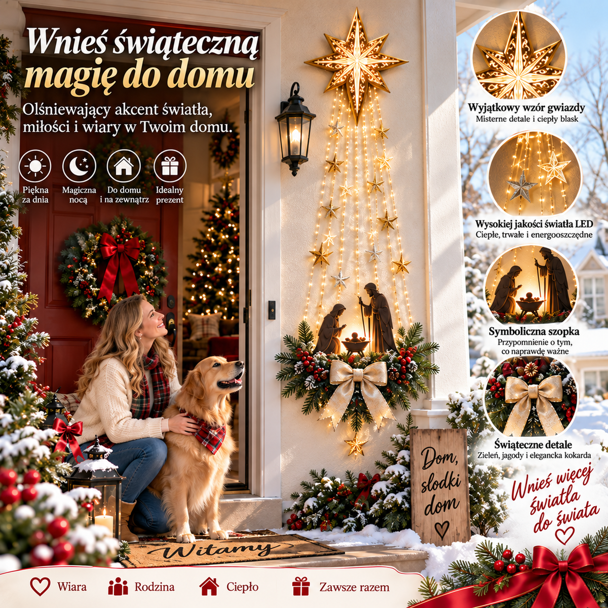 ✨ Ostatni dzień — 50% TANIEJ ✨ 🎄✝️ Świecąca dekoracja ścienna z Gwiazdą Betlejemską i szopką — piękny symbol wiary 5